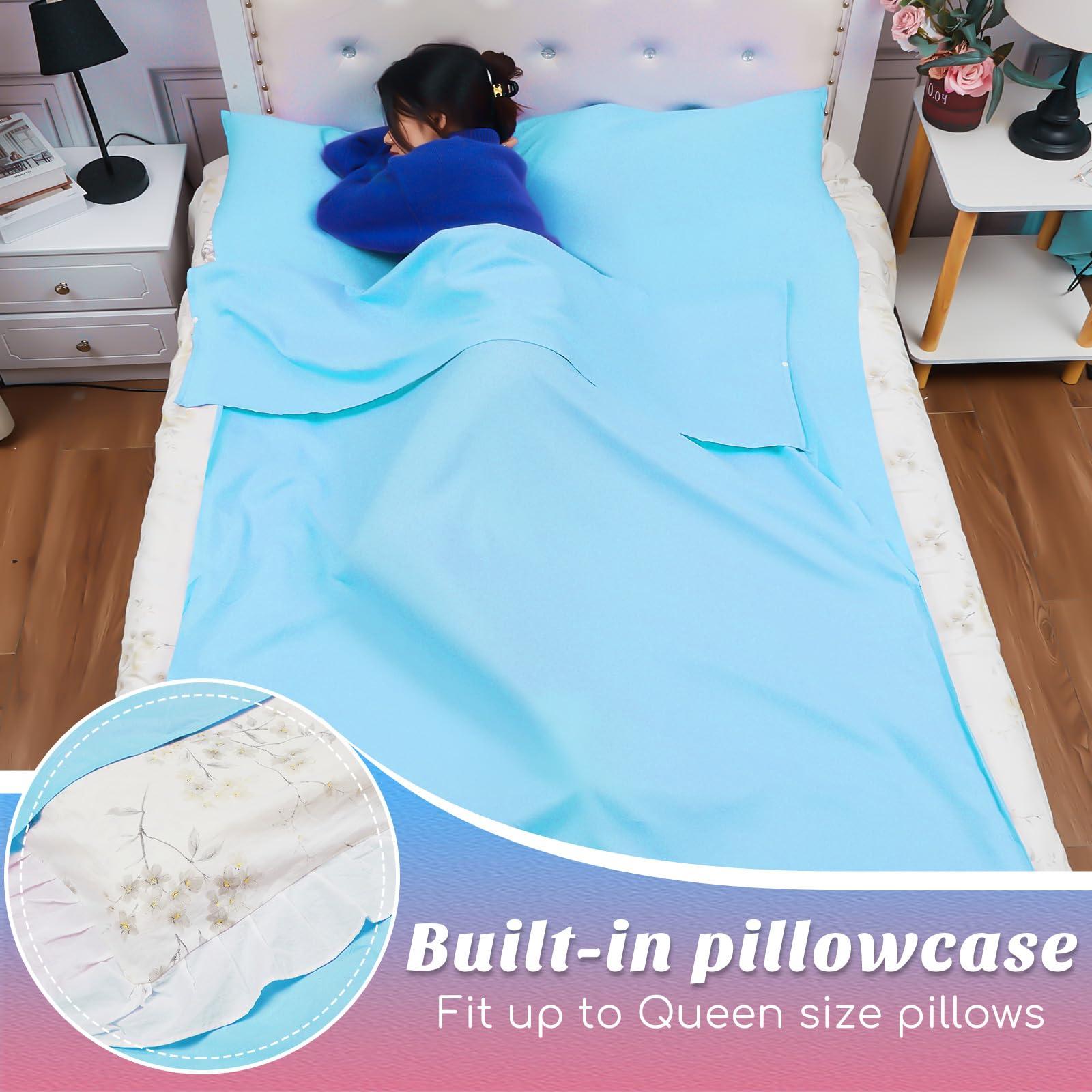 Irenare Irenare Self Tan Sleep Sack Breathable Self Tanning Sheet Protector for Bed Travel Sleeping Bag Camping and Sheet Liner for Outdoor Travel Hiking(Blue)