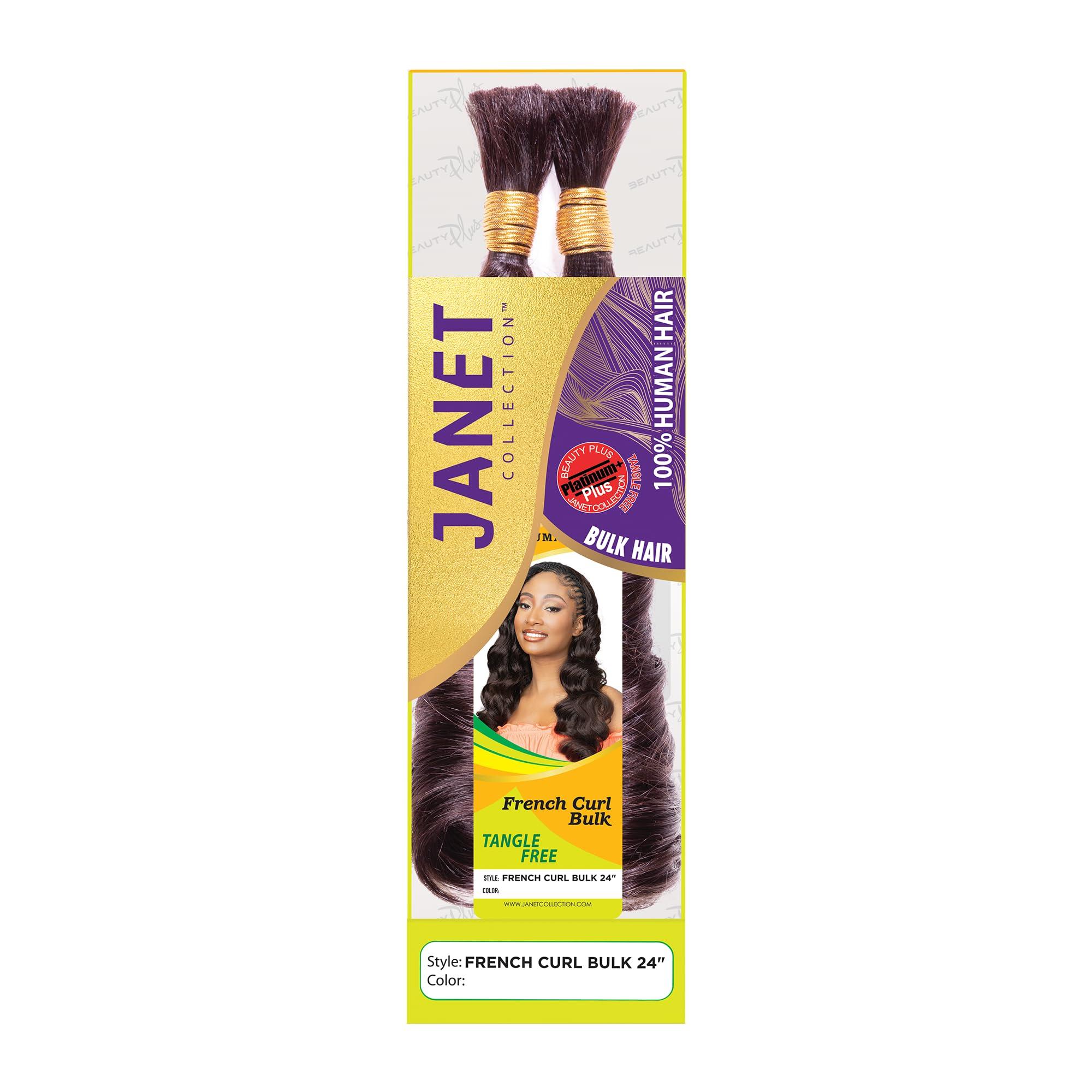 Janet Collection JANET COLLECTION - French Curl Bulk - 100% Natural Remy Human Hair - Micro Braids - (24\", 1B)