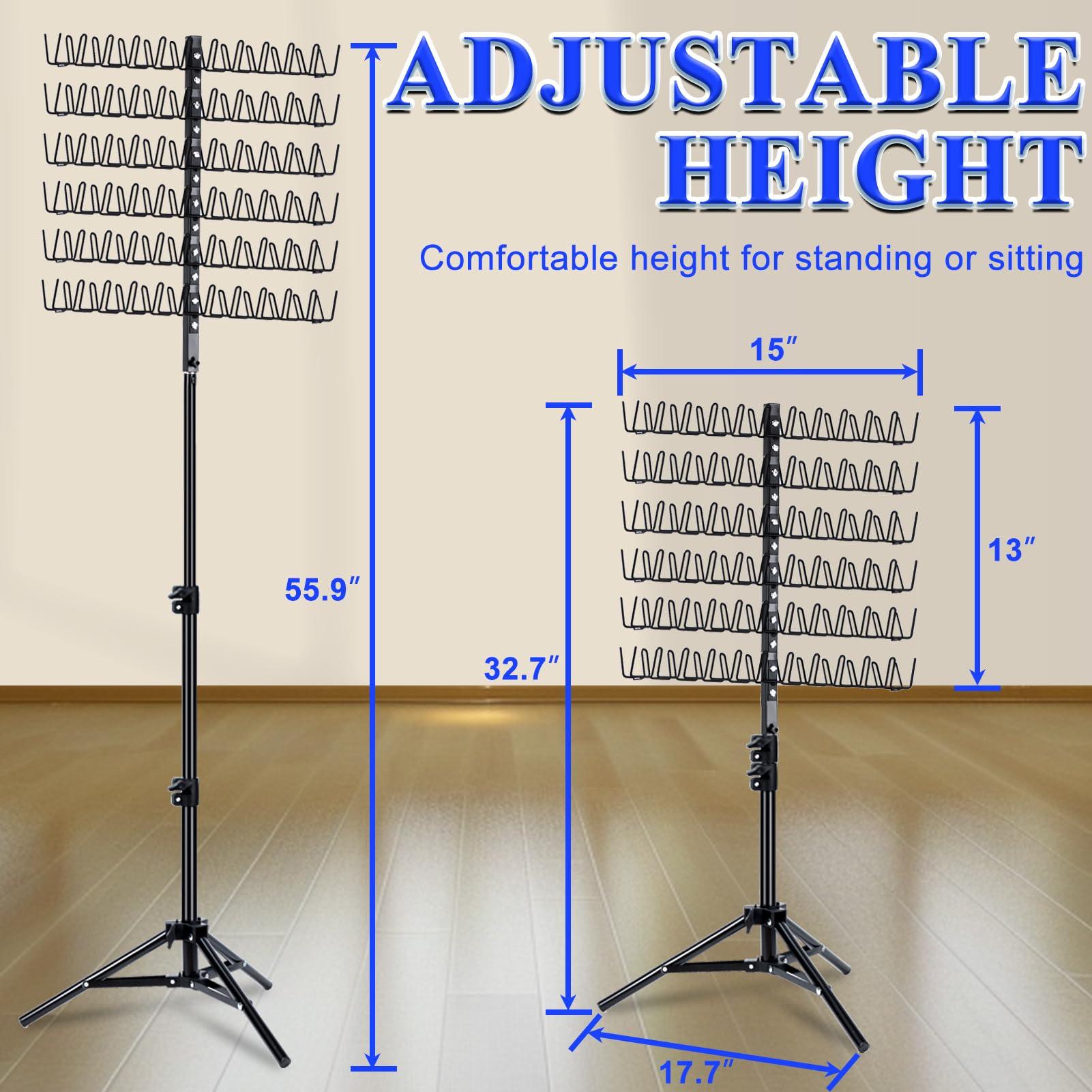 MIVERYEA Braiding Hair Rack Standing with 120 Pegs, Height Adjustable 2-Side Hair Divider for Braiding Hair Separator Stand Metal (Black)