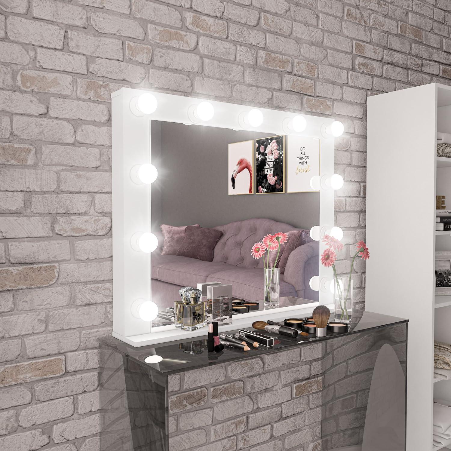 Boahaus Boahaus Sivas Lighted Vanity Mirror - White Makeup Mirror with Lights & HD Imaging for Natural Application