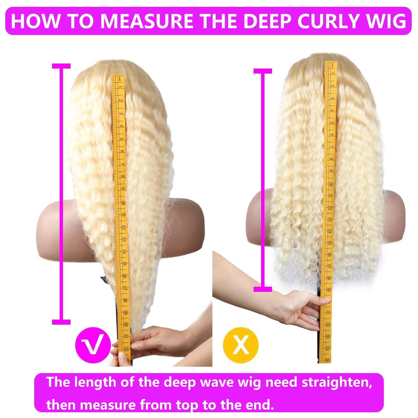 MARUOL MARUOL 26 Inch 613 Deep Wave Lace Front Wig Human Hair 13X6 Blonde HD Lace Front Wigs Human Hair Pre Plucked 180% Density Curly Human Hair Glueless Wig Water Wave Frontal Wigs for Women with Baby Hair