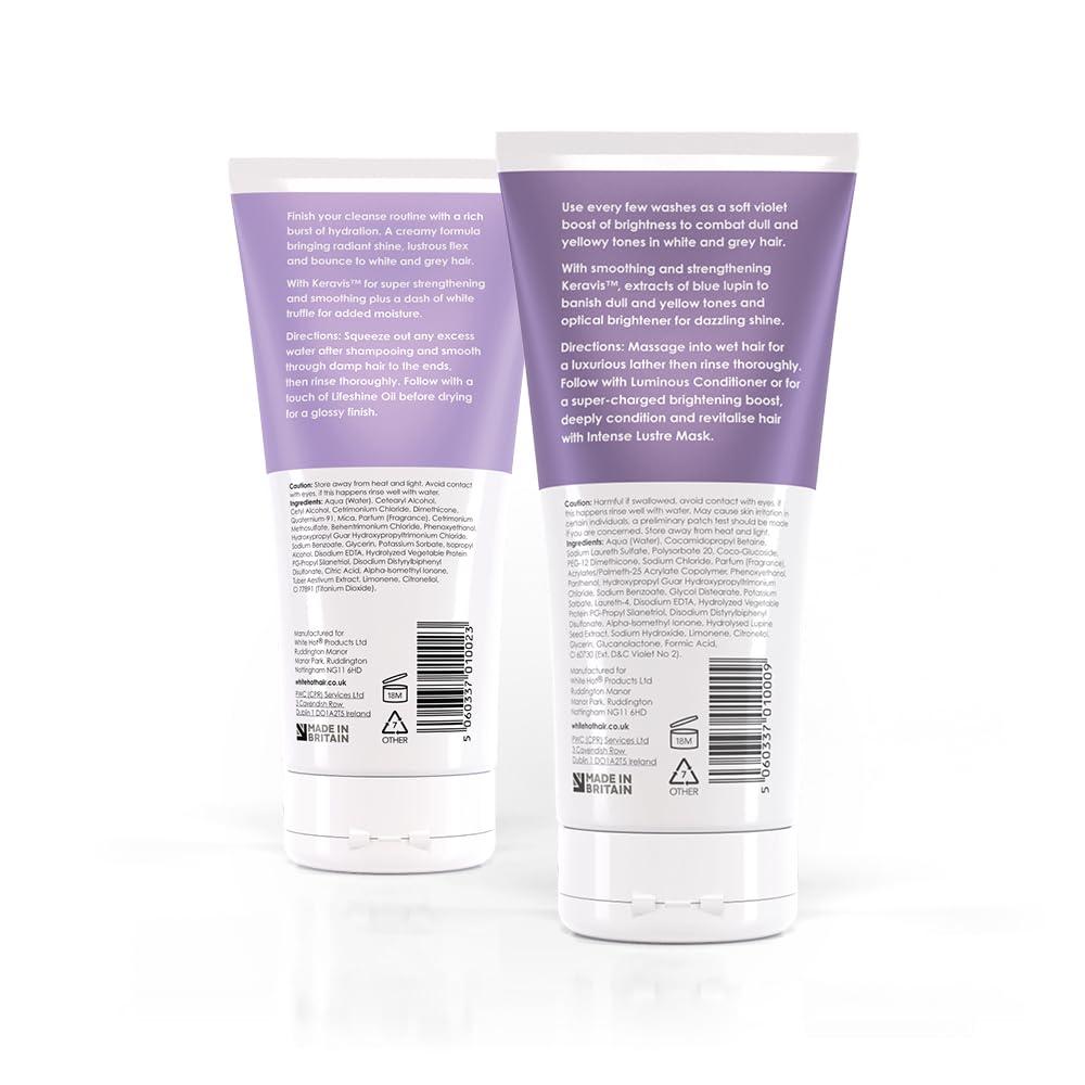 White Hot White Hot Brighten Duo: Brilliant Shampoo & Luminous Conditioner 200ml, lights up white & grey hair, banishes brassy tones, purple shampoo