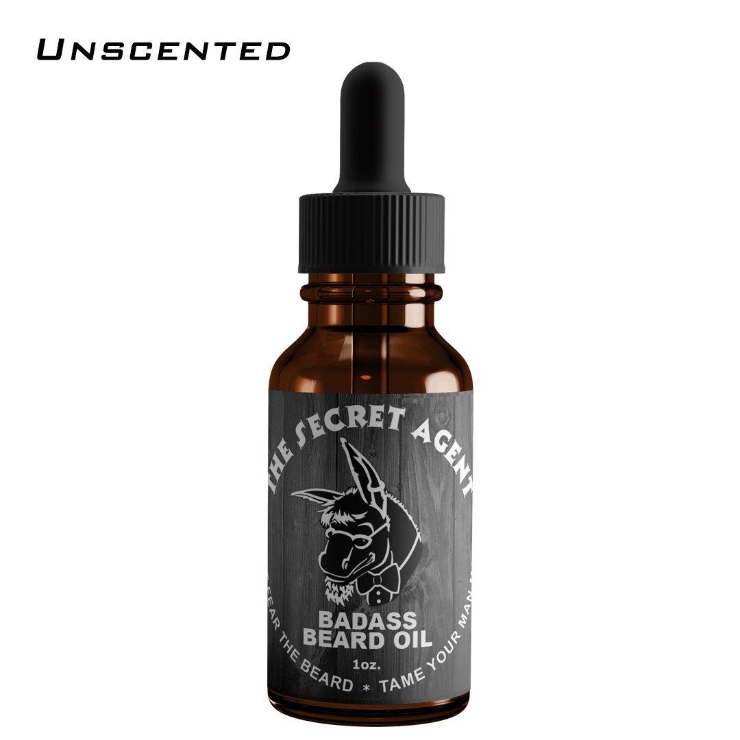 Badass Beard Care Badass Beard Care Oil For Men - Secret Agent Scent, 1 Ounce - All Natural Ingredients, Keeps Beard and Mustache Full, Soft and Healthy