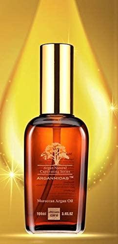 ARGANMIDAS Arganmidas Moroccan Argan Oil 100ml Perfect for Leave in Treatment & Conditioner ALSO for Face and Body- Wonderful Anti Aging, Anti Wrinkle Beauty Secret,