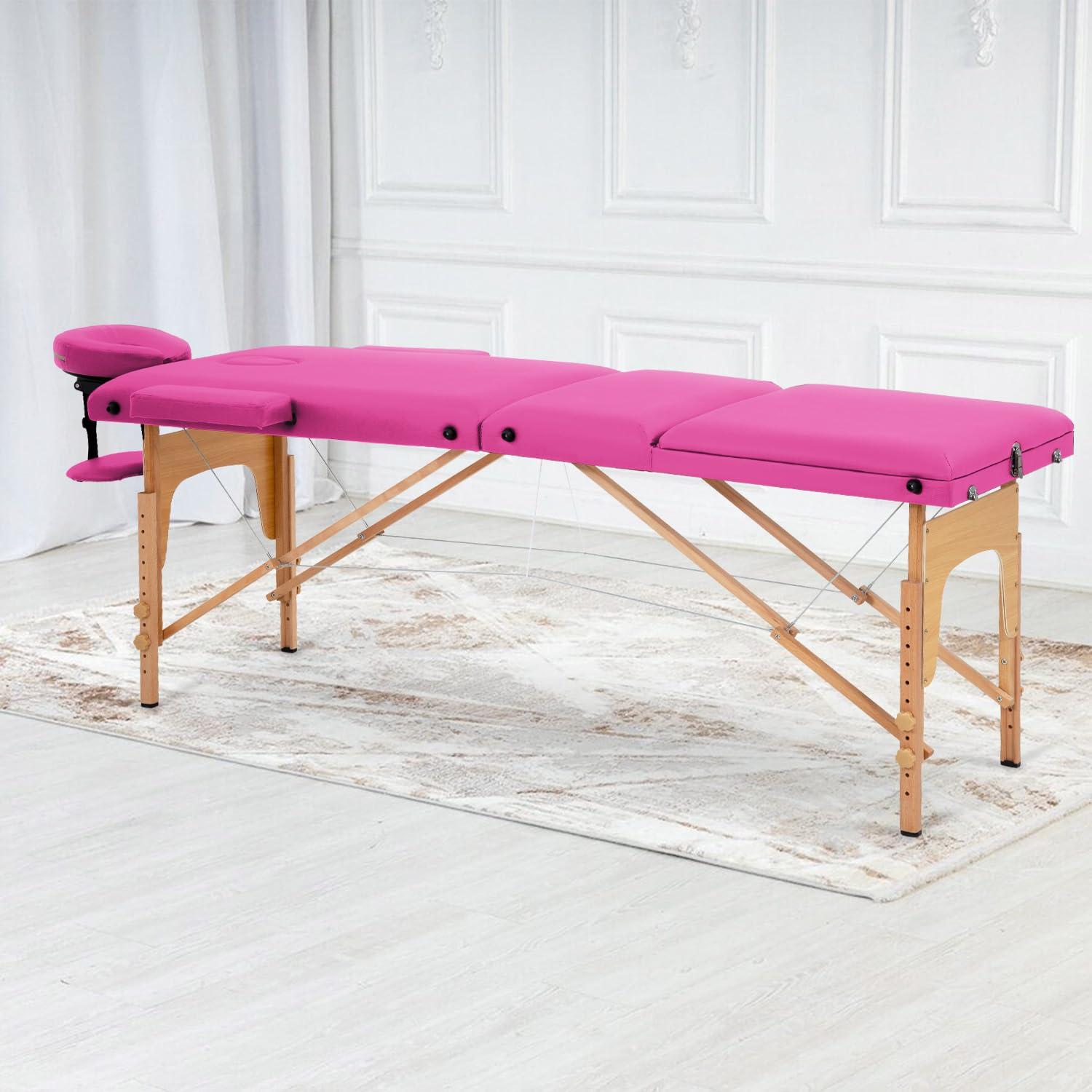 PayLessHere PayLessHere Massage Bed Portable Massage Table 24 inche Wide Lash Bed 3 Folding Heigh Adjustable Spa Table with Non-Woven Bag for Spa Footmassage Facial CareSpa Tattoo