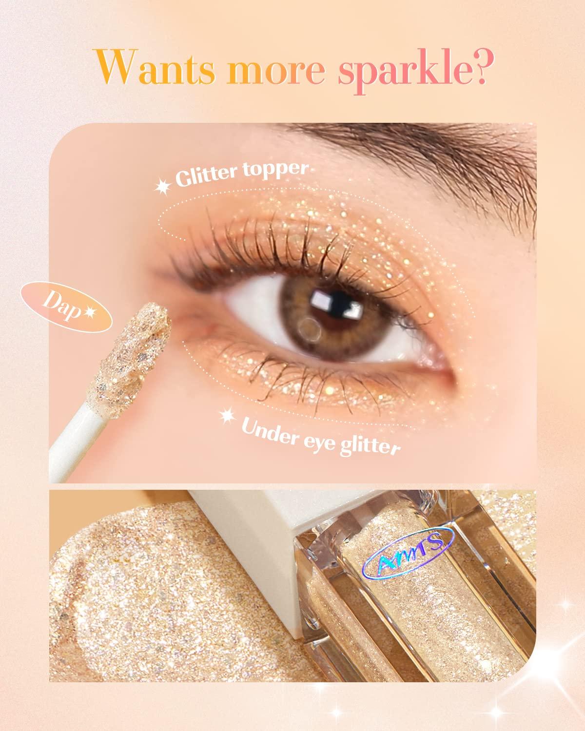 AMTS AMTS Webtoon True Beauty - 02 Some Sweet Glitter | Liquid Pink Gold Chunky Glitter Eyeshadow | Highlighter, K-Drama Korean Makeup, Highly Pigmented, Long Lasting Shimmer (Some Sweet)