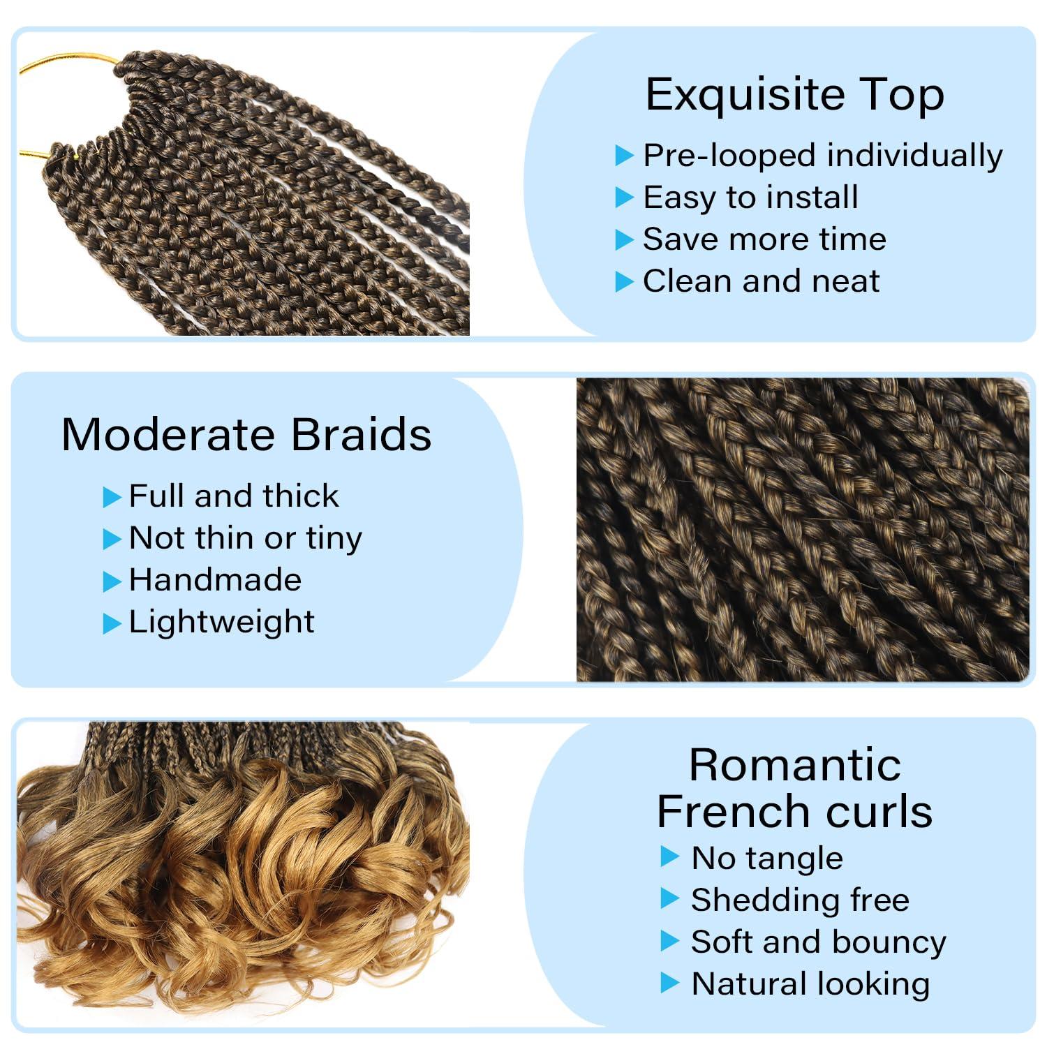 kaluli Crochet Braids 12 Inch Goddess Box Braids Crochet Hair Pre Looped French Curl Braiding Hair Short Curly Crochet Hair Extensions Braiding Hair Layered French Curl Braids with Curly Ends(1B/27)