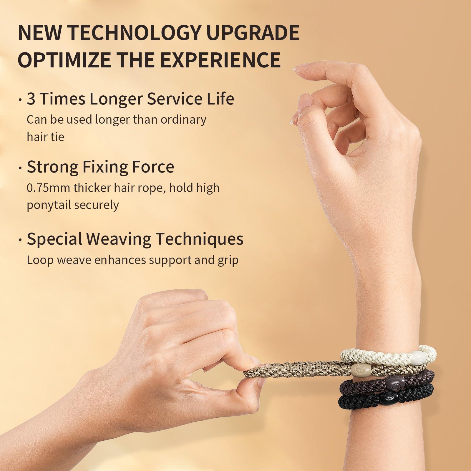 EVITA PERONI EVITA PERONI 12 Pcs Hair Ties Hair Bands for Thick and Curly Hair Ponytail Holders High Elastics No Damage No Crease Hair Accessories for Women and Girls (Black, Brown, Orange, Apricot)