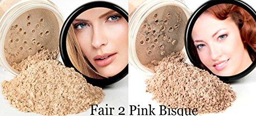 Sweet Face Minerals $40 SPECIAL (FAIR 2 & PINK BISQUE) Full Size Mineral Makeup Kit Foundation Concealer Bare Face Matte Set