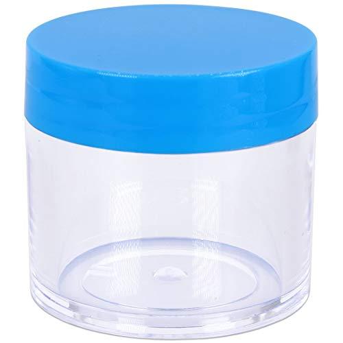BEAUTI Beauticom 648pcs 30G/30ML (1oz) Thick Wall Round Plastic Clear Container Jars BPA Free LEAK PROOF with Flat Top Lids (648 Pieces, BLUE)