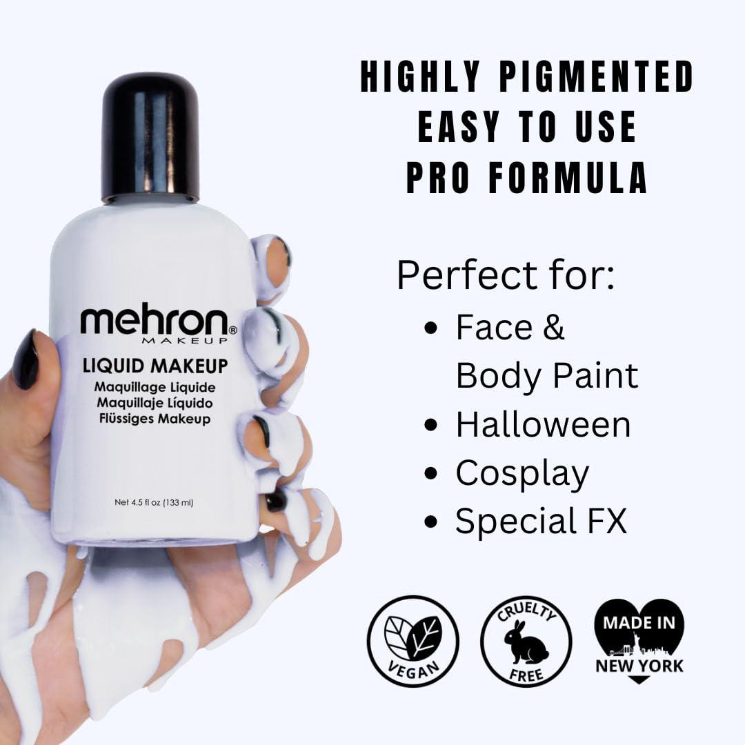 Mehron Mehron Makeup Liquid Makeup | Face Paint and Body Paint Perfect for Halloween, Cosplay I Air Brush Compatible 4.5 oz (133 ml) (MOONLIGHT WHITE)