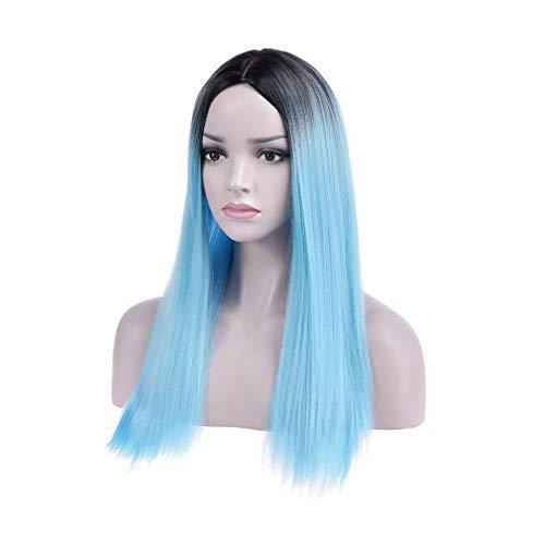 BERON BERON Black to Blue Wigs Straight Long Wig for Women 24'' Wigs Middle Part Cosplay Wig Halloween Party or Daily Use Wig Cap Included