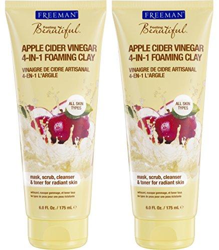 Freeman Beauty Freeman Feeling Beautiful Apple Cider Vinegar 4-in-1 Foaming Clay Mask and Scrub, 6-Ounce, 2 Count