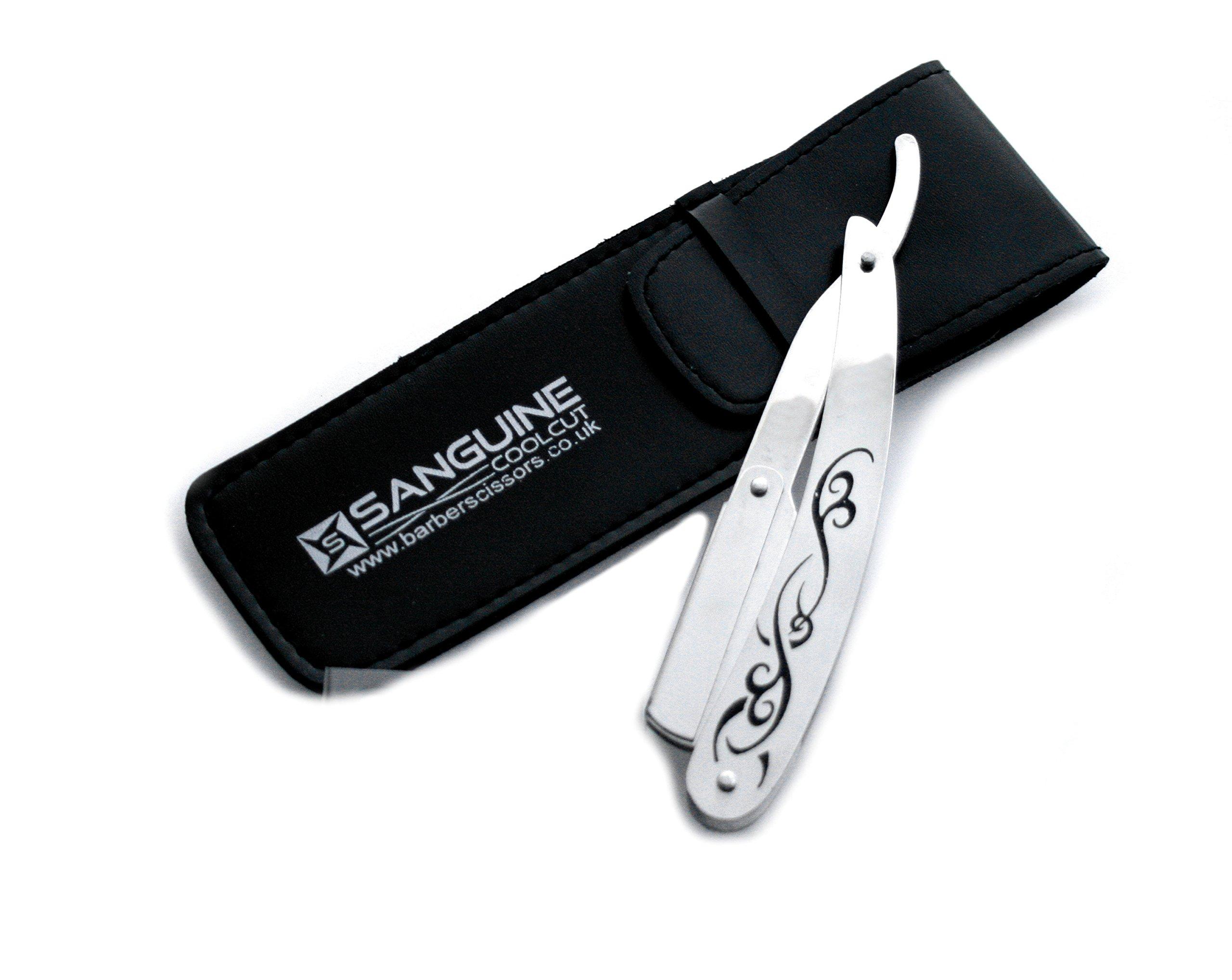 Sanguine Cut Throat Shaving Razor, Traditional Shavette/Straight Razor and Wilkinson Blades