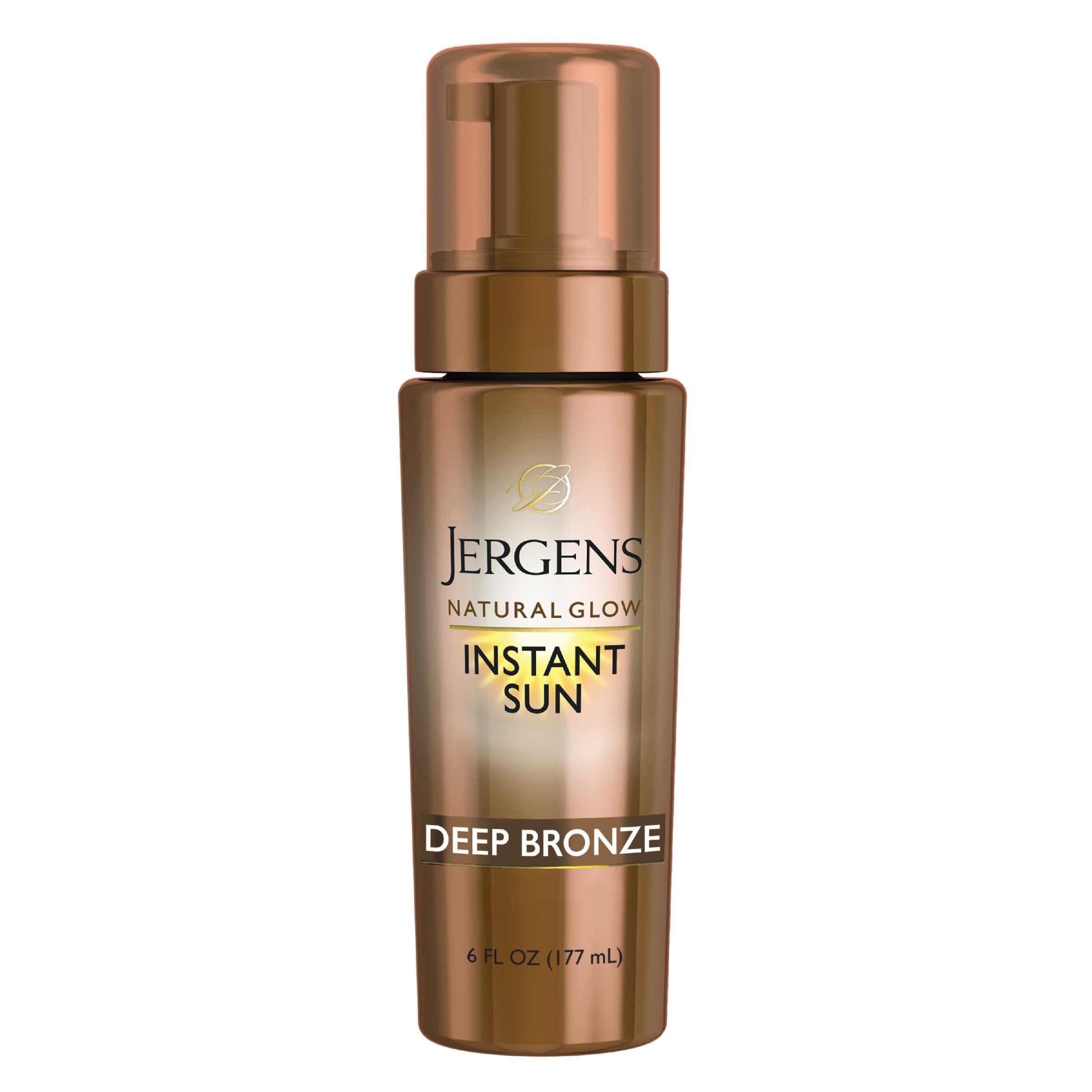 Jergens Jergens Natural Glow In Shower Lotion, Self Tanner for Medium to Deep Skin Tone & Natural Glow Instant Sun Body Mousse, Self Tanner for Deep Bronze Tan, Sunless Tanning Body Bronzer