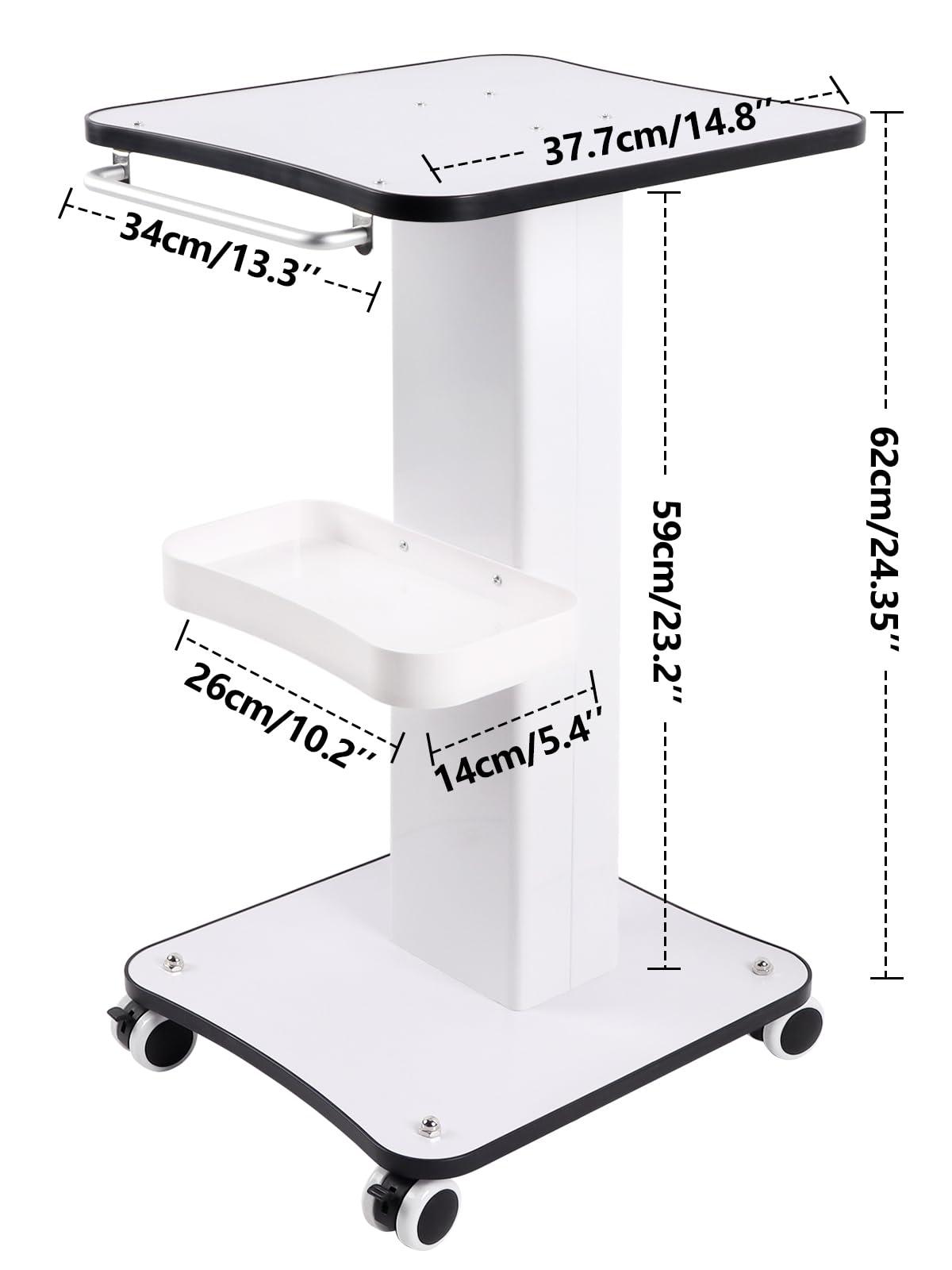 Kalolary Kalolary Beauty Salon Trolley Cart, Aluminum Spa Rolling Cart with Wheels Beauty Instrument Tray Rolling Cart with Tray Salon Rolling Trolley Cart