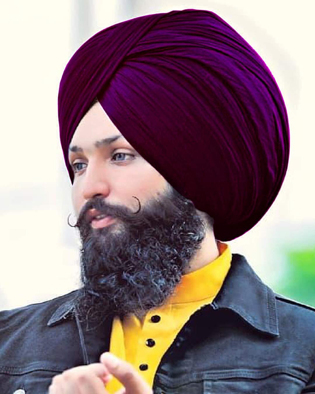 fairdeal Fairdeal Sikh Religious Punjabi Turban Dark Purple Turban Pagri Pagg Headwear Pagdi Full Voile 6 Meter Double stitch