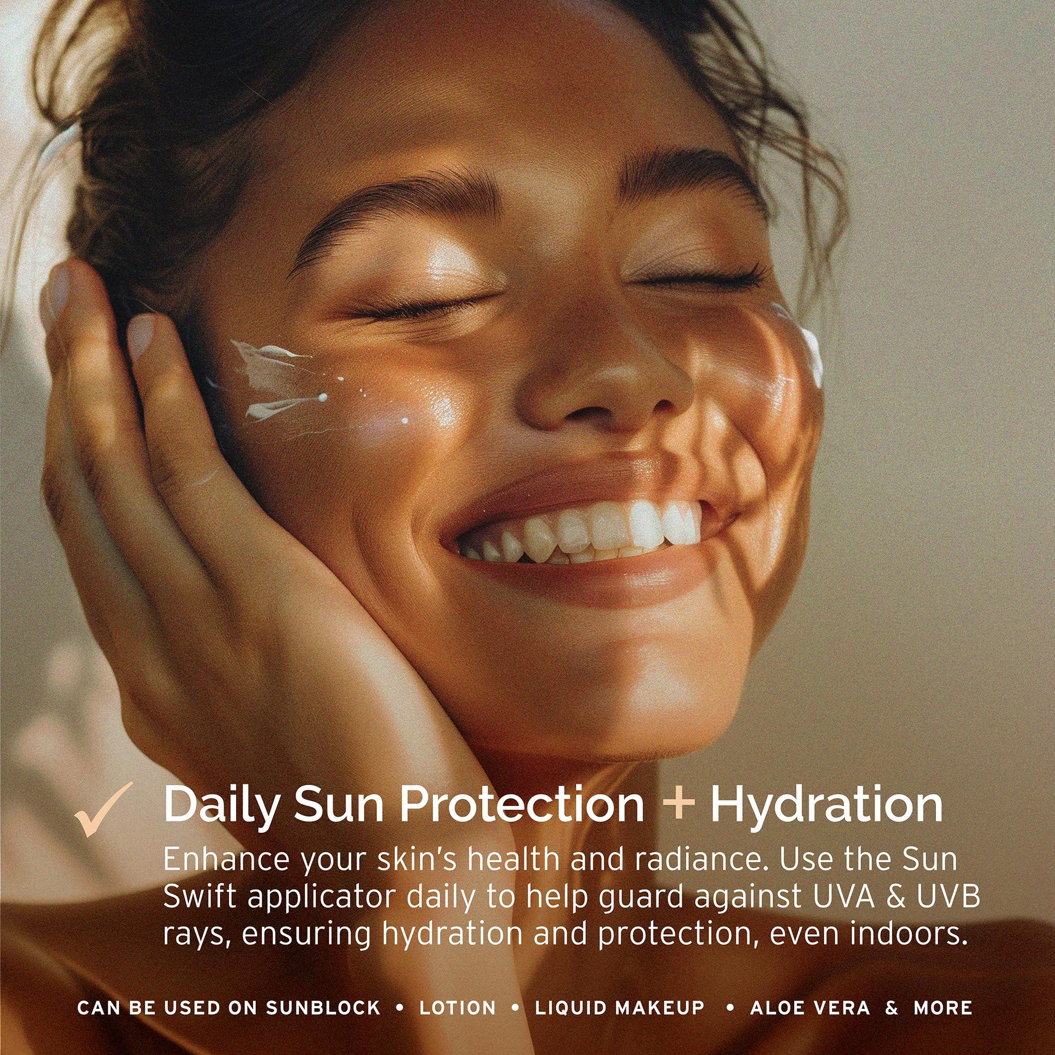 SUN SWIFT SUN SWIFT Silicone Sunscreen Applicator with Strap for Kids & Adults | Refillable Roll-On Face & Body Sunblock Lotion Sponge | Mess-Free, Hygienic, BPA-Free, w/Replacement Sponge, Travel Size, Beige