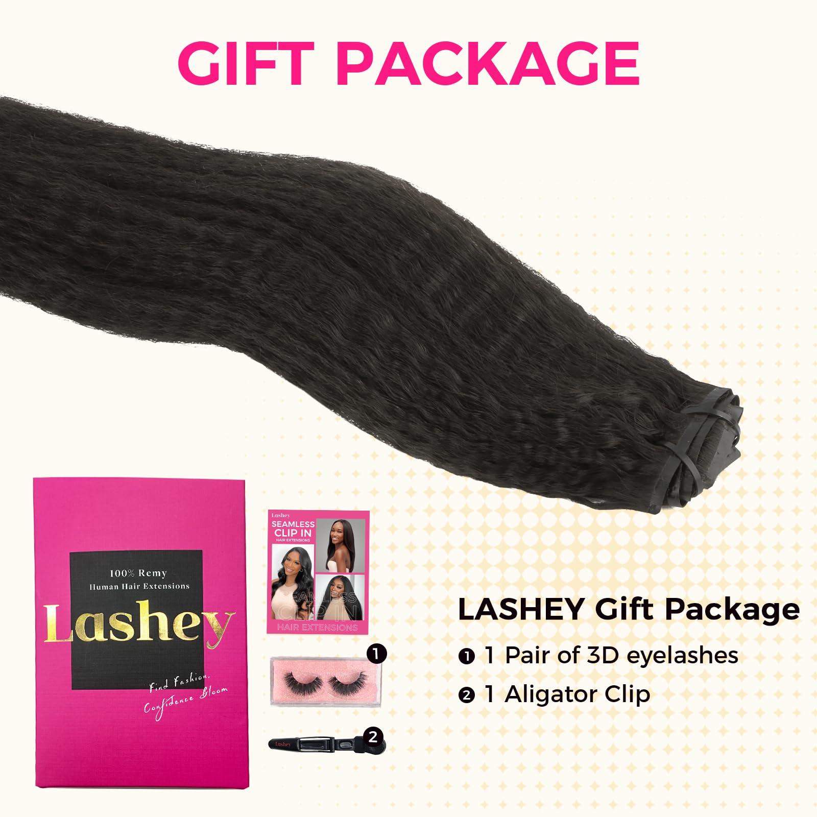 Lashey Lashey Hair Extensions Real Human Hair Kinky Straight 110g Natural Black Hair Extensions Seamless Clip in Human Hair Extensions 20 Inch Natural and Soft Invisi Edge Hair for Women