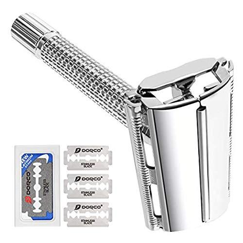 ASSURED 2 Pieces of Assured Stainless Steel Double Edge Safety Razors with 10 Asured blades & 10 Doroco blades