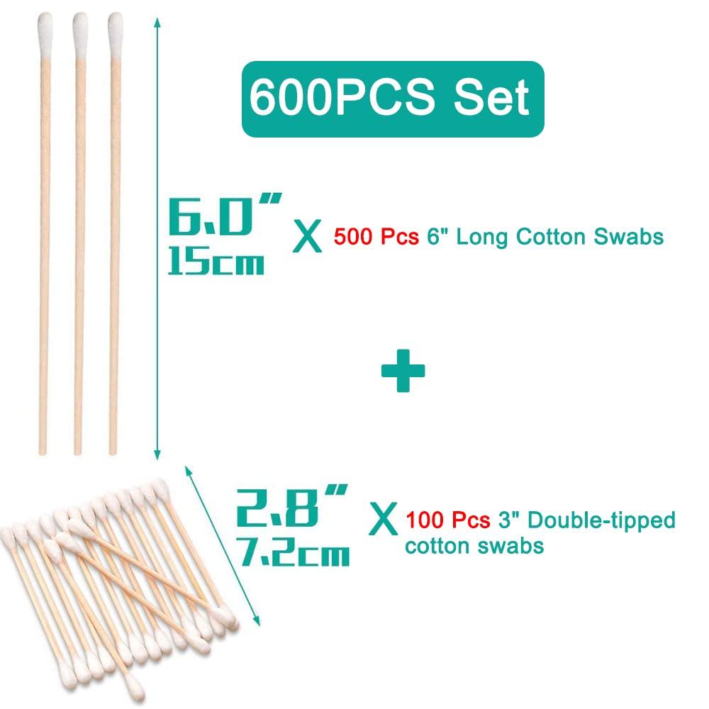eyxformula 600 Pcs Long Cotton Swabs + 300 Pcs Bamboo Cotton Swabs