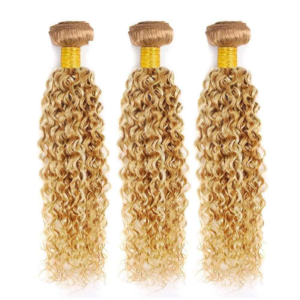 Luxvogue Luxvogue Bundles Human Hair Deep Wave P27/613 Brown Blonde Human Hair Bundles Unprocessed Brazilian Virgin Hair Bundles P27/613 Brown Blonde Human Hair Quick Weave for Black Women