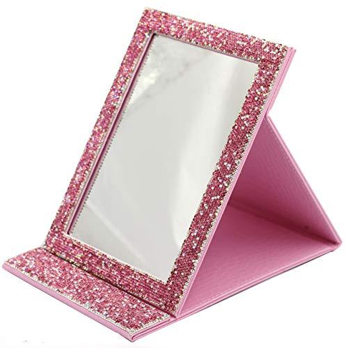 Bestbling Bestbling Bling Portable Mirror Folding Travel Vanity Mirror with Desktop Standing Makeup Mirror for Cosmetics Beauty (Pink)
