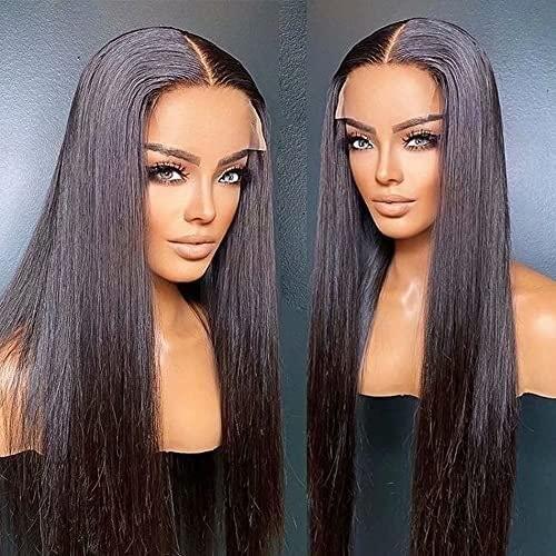 RESPAW wigs for white women, Straight Human Hair Wig 360 Lace Frontal Wigs Deep Part Lace Front Human Hair Wigs Pre Plucked With Baby Hair Brazilian Remy Straight Hair Wig 150% Density Bleached Knots HD Lace