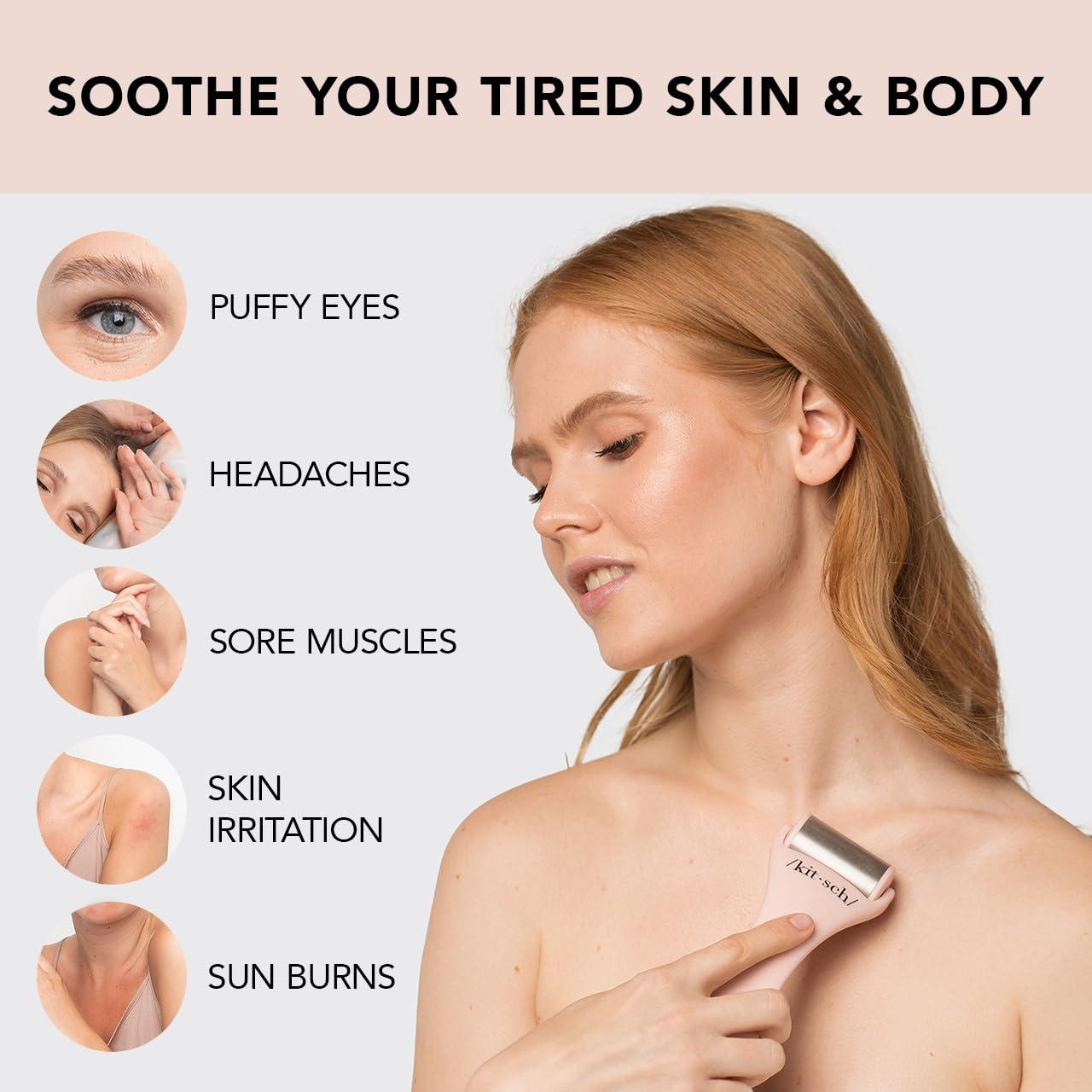 Kitsch Kitsch Ice Face Roller Skin Care - Facial Rollers for Eye Puffiness, Cold Skin Rollers, Lymphatic Drainage Massager, Roller Face for Wrinkles, Migraine Relief - Terracotta