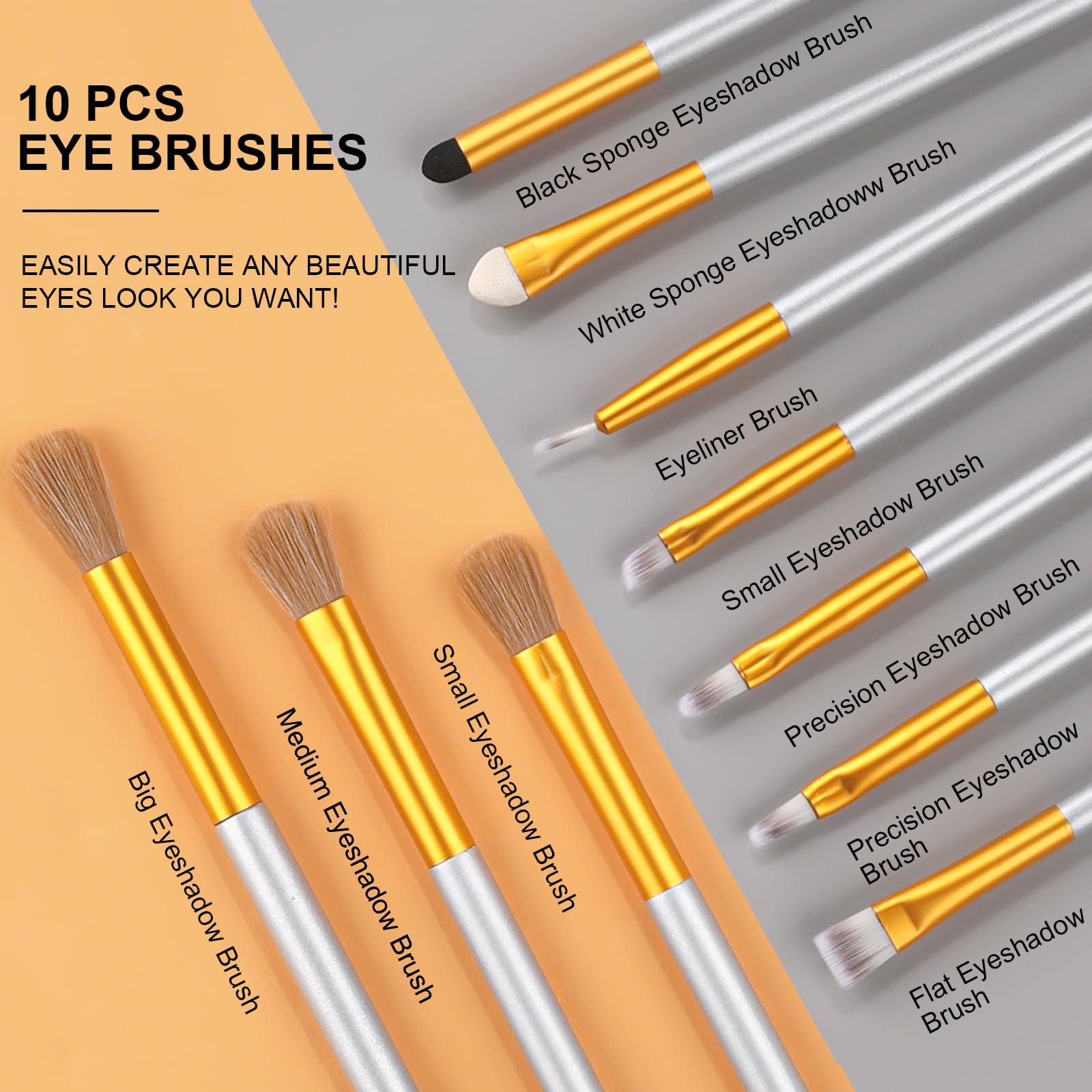 Vander VANDER Makeup Brushes 24Pcs Makeup Brush Set - Professional Make Up Brushes with Soft Synthetic Bristles & Wooden Handle, Includes Makeup Bag for Travel,Champagne