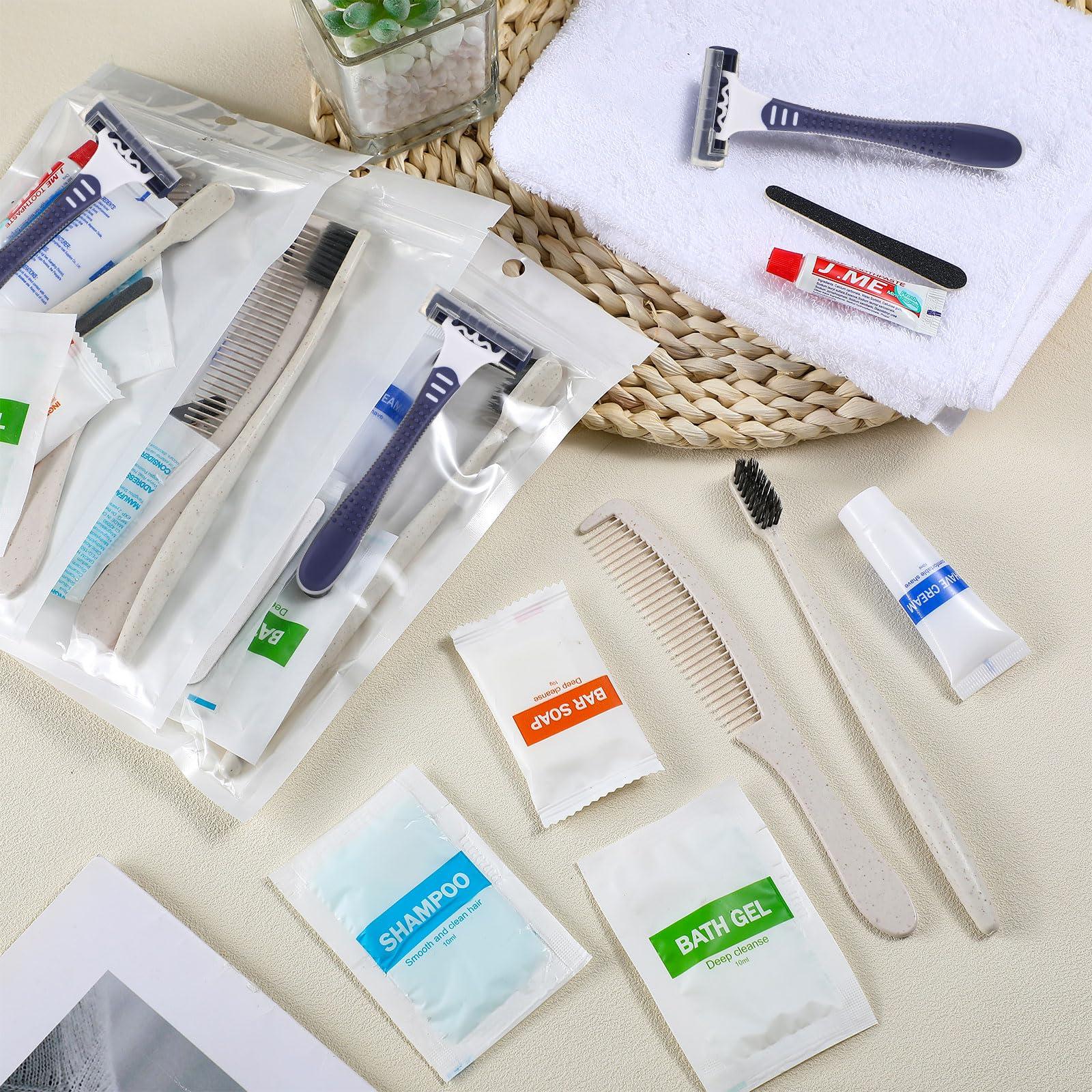 Suclain Suclain 48 Kits Homeless Care Package Supplies Bulk Hygiene Kits Individually Packed Each Set Include Shampoo Body Wash Toothpaste Shaving Cream Soap Toothbrush Comb Nail File Shaver for Travel