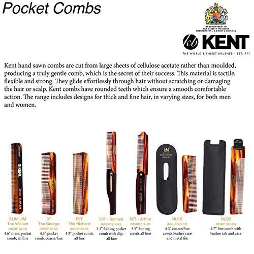 KENT Kent A FOT Handmade All Fine Tooth Pocket Comb for Men, Hair Comb Straightener for Everyday Grooming Styling Hair, Mustache and Beard, Use Dry or with Balms, Saw Cut and Hand Polished, Made in England