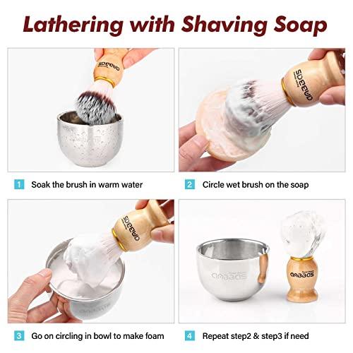 Anbbas Anbbas Shaving Brush Synthetic Badger and 100g Shaving Soap with Bowl Stainless Steel,Black Acrylic Shaving Stand Holer for Man Wet Shave Kit