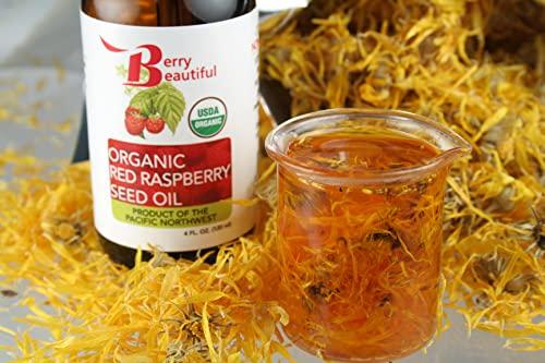 Berry Beautiful Certified Organic Red Raspberry Seed Oil - Cold Pressed by Berry Beautiful from Organically grown Raspberries - 100% Pure & Unrefined (4 fl oz)