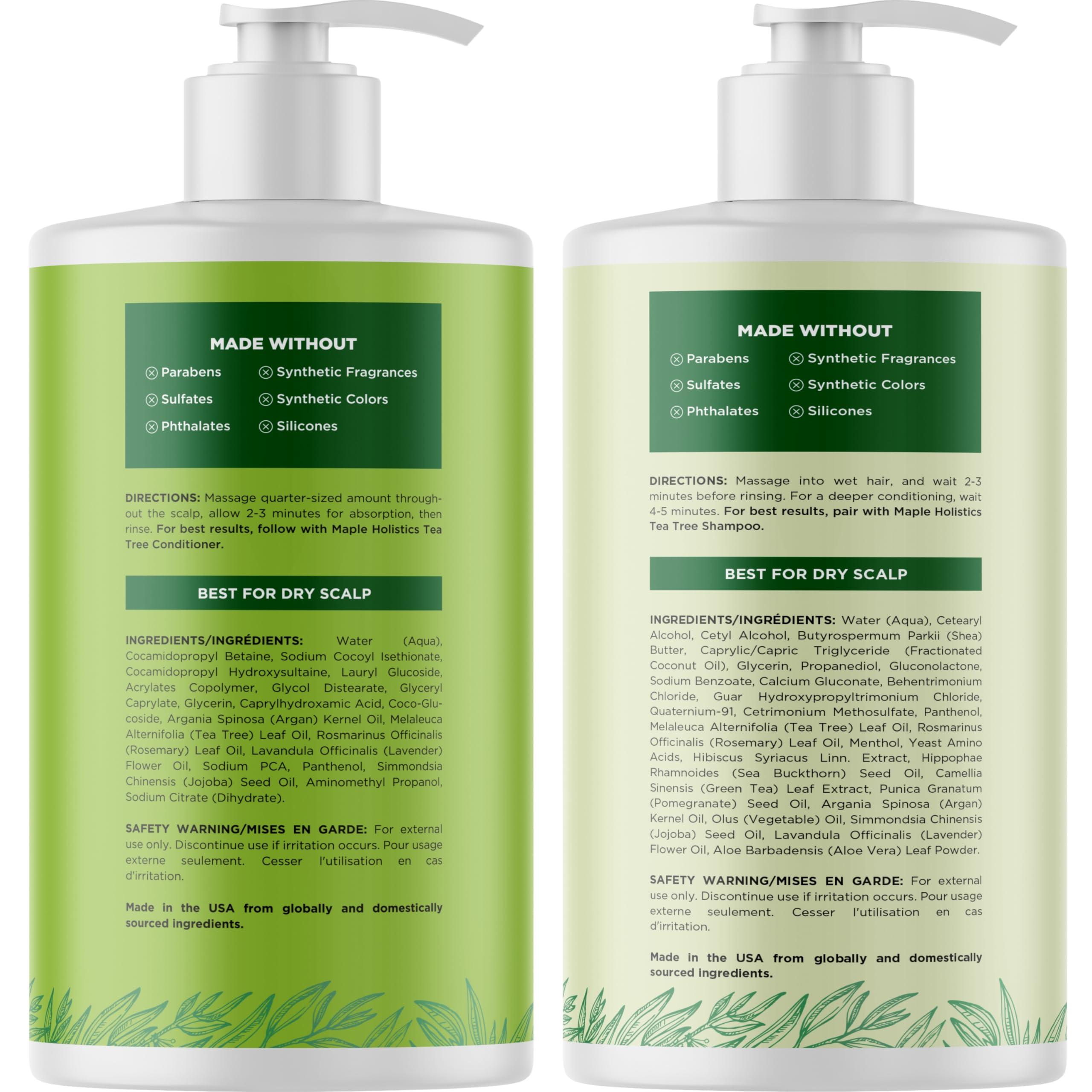 Maple Holistics Tea Tree Shampoo and Conditioner Set - Sulfate Free Clarifying Shampoo and Conditioner for Oily Hair & Scalp Care with Australian Tea Tree Oil - Complete Dry Scalp Treatment for Build Up (25 Fl Oz)