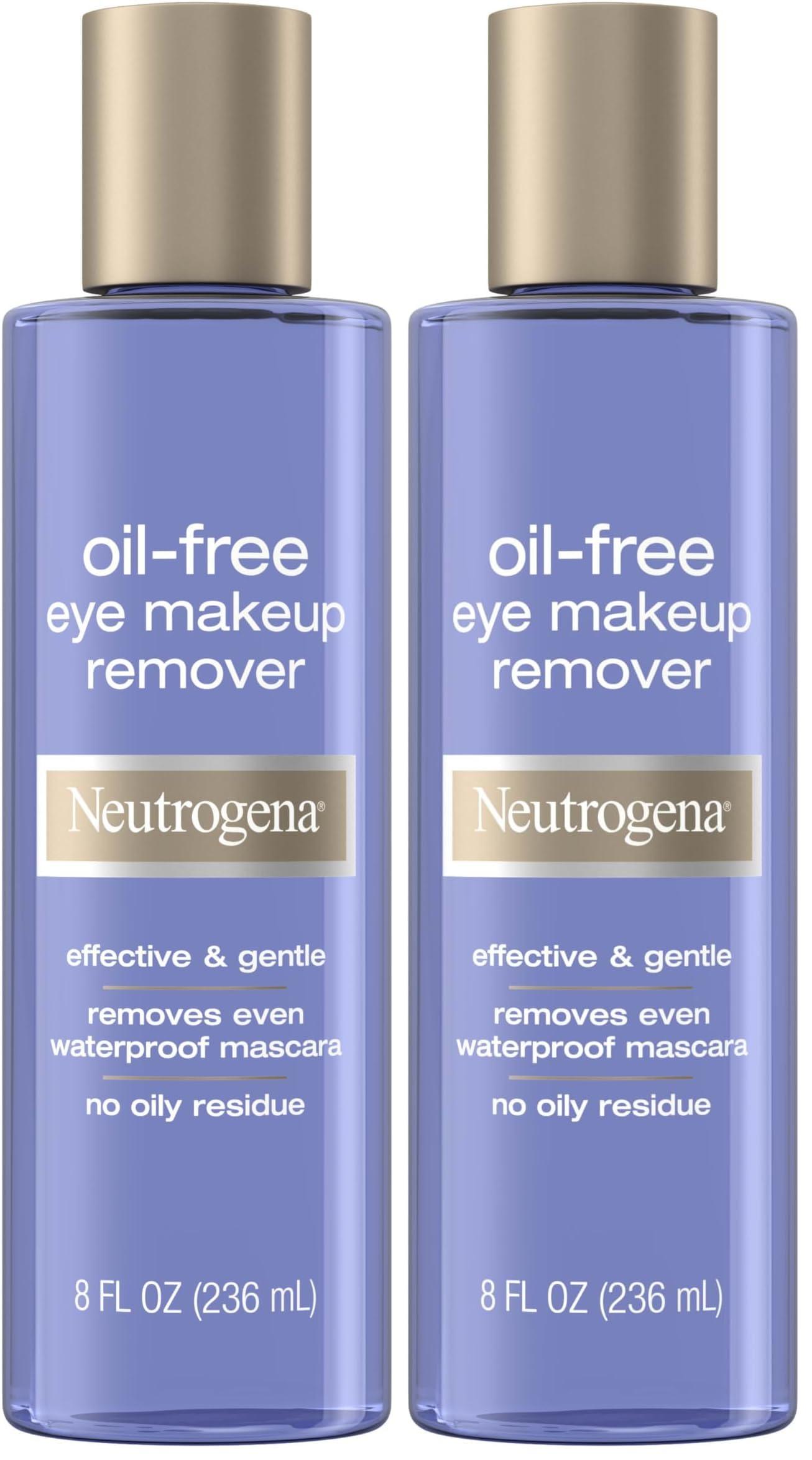 Neutrogena Neutrogena Gentle Oil-Free Eye Makeup Remover & Cleanser for Sensitive Eyes, Non-Greasy Makeup Remover, Removes Waterproof Mascara, Dermatologist & Ophthalmologist Tested, 8.0 fl. oz (Pack of 2)