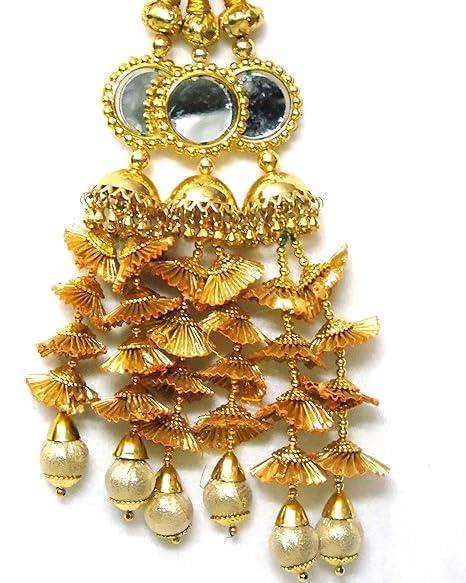 AARUSHI STORE1 Paranda Parandi Hair Accessory Braid Tassles Extensions with Mirror Punjabi Paranda Wedding Bridal Pranda(Golden 35)