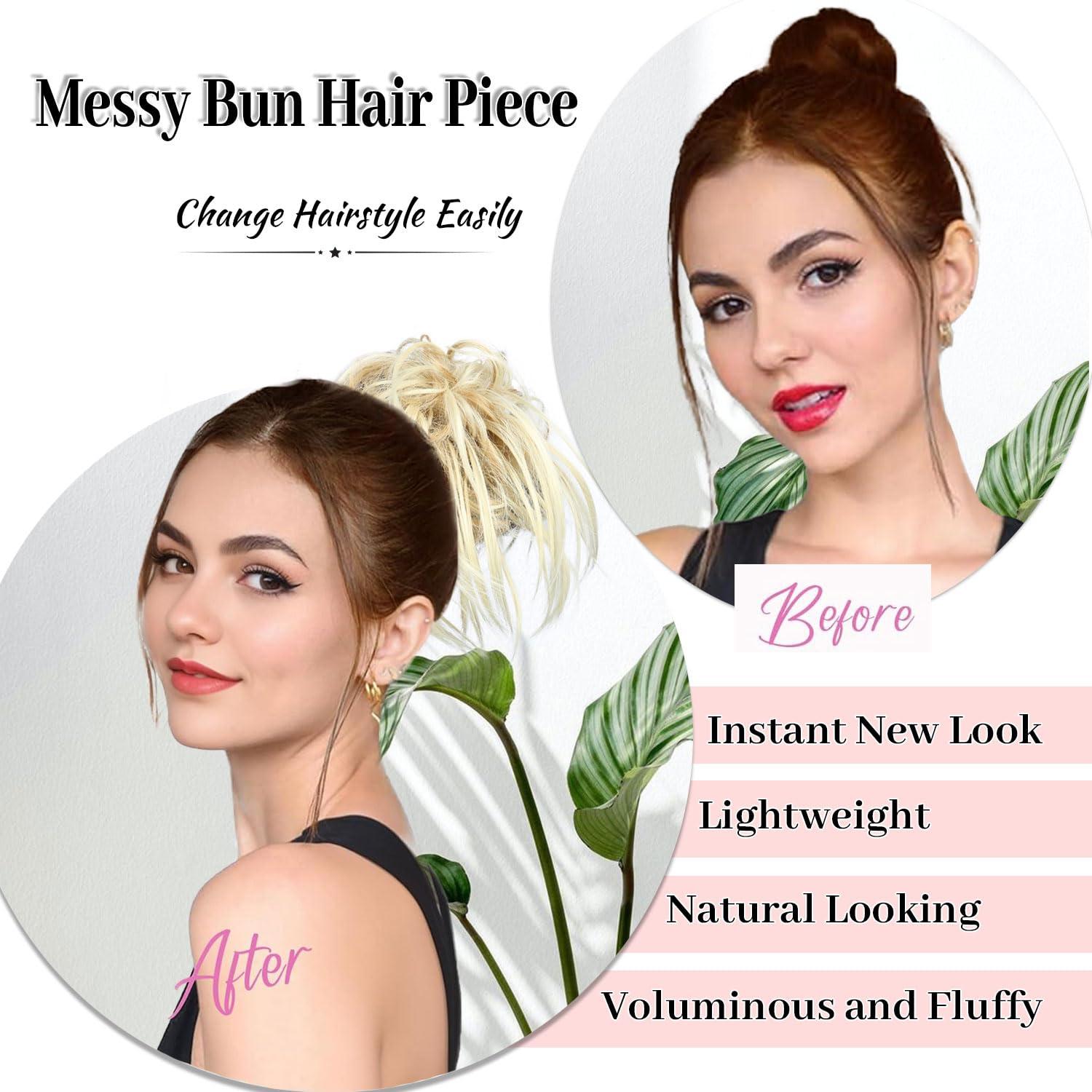 Elvirgel Elvirgel 5 PCS Messy Bun Hair Piece for Women Scrunchies Ponytail Extension with Elastic Rubber Band Hair Pieces for Updos Fake Hair Buns Hair Piece Accessories Set for Women(24H612#)