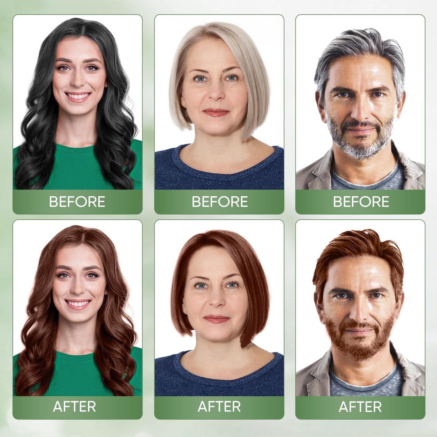 Farndu Brown Hair Dye Shampoo for Women Men, 100% Gray Hair Coverage, Natural Herbal Ingredients