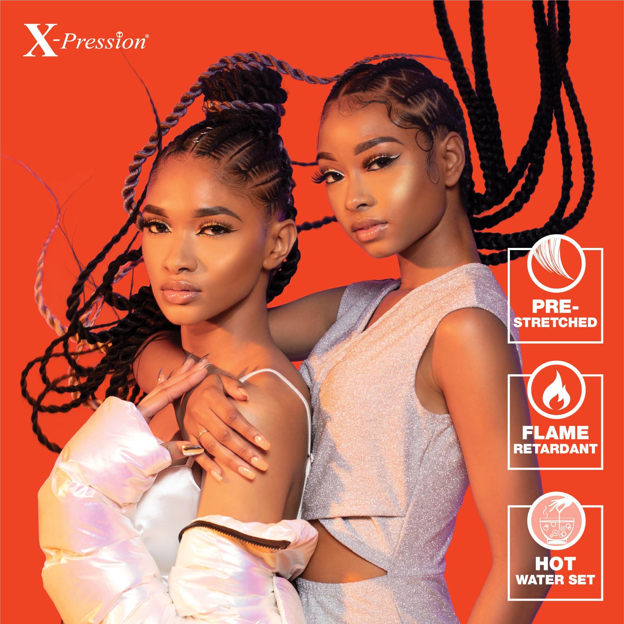 Sensationnel Sensationnel X-pression prestretched braiding hair - 10x braid 48 inch all kanekalon flame retardant synthetic braid for box braids and twists (1B OFFBLACK)
