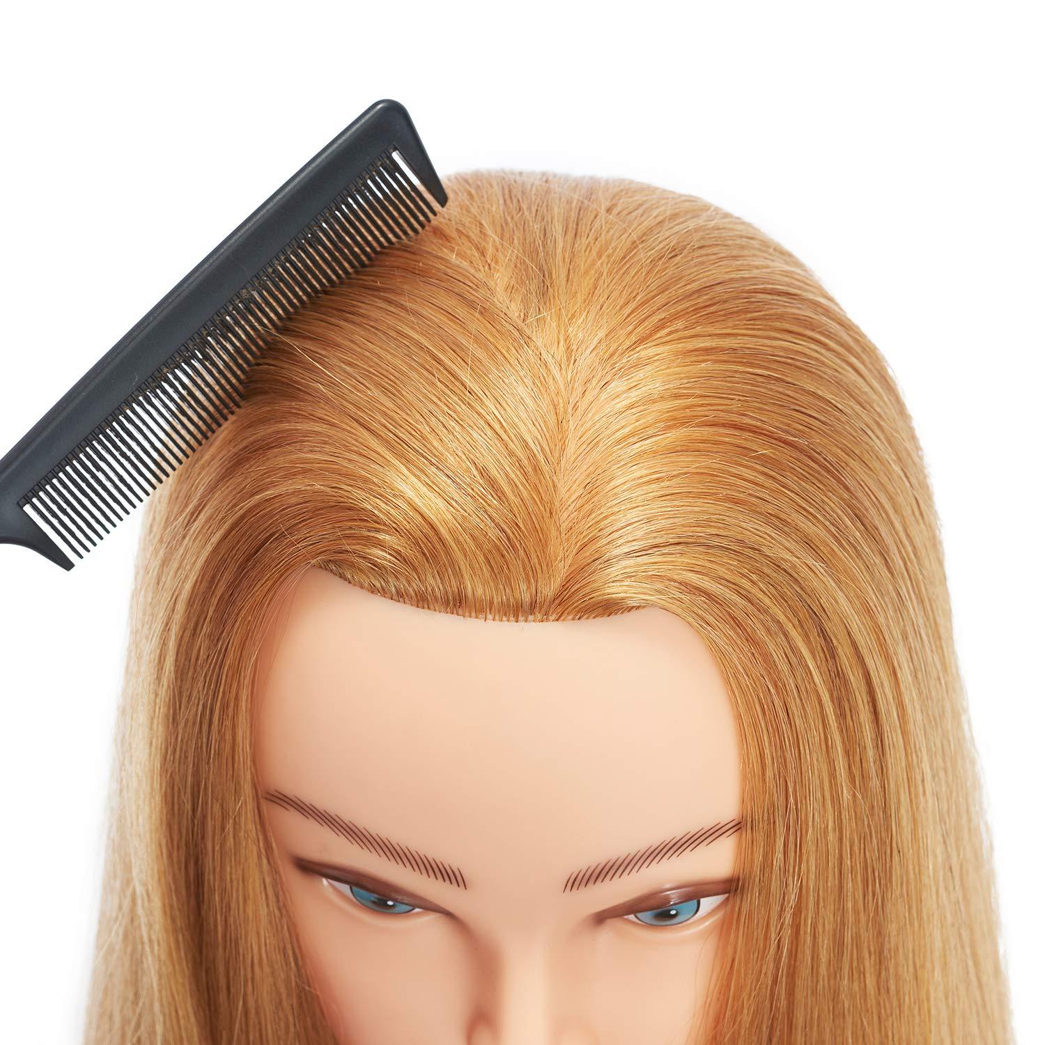 training head Traininghead 24"-26" 100% Human hair Mannequin head Training Head Cosmetology Manikin Head Doll Head with free Clamp (Blond A)
