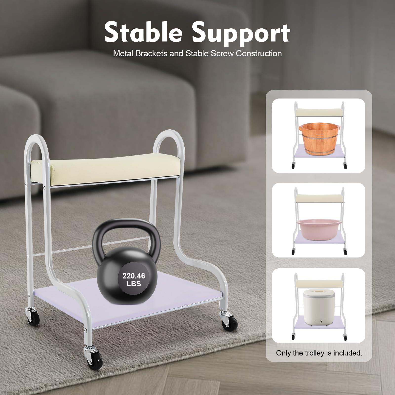 EurHomePlus Beauty Salon Trolley Pedicure Cart with Wheels, Foot Bath Trolley Manicure Foot Rest Portable Esthetician Trolley Cart Nail Or Foot Bath Beauty Salon for Foot Rest Pedicure Massage (White)