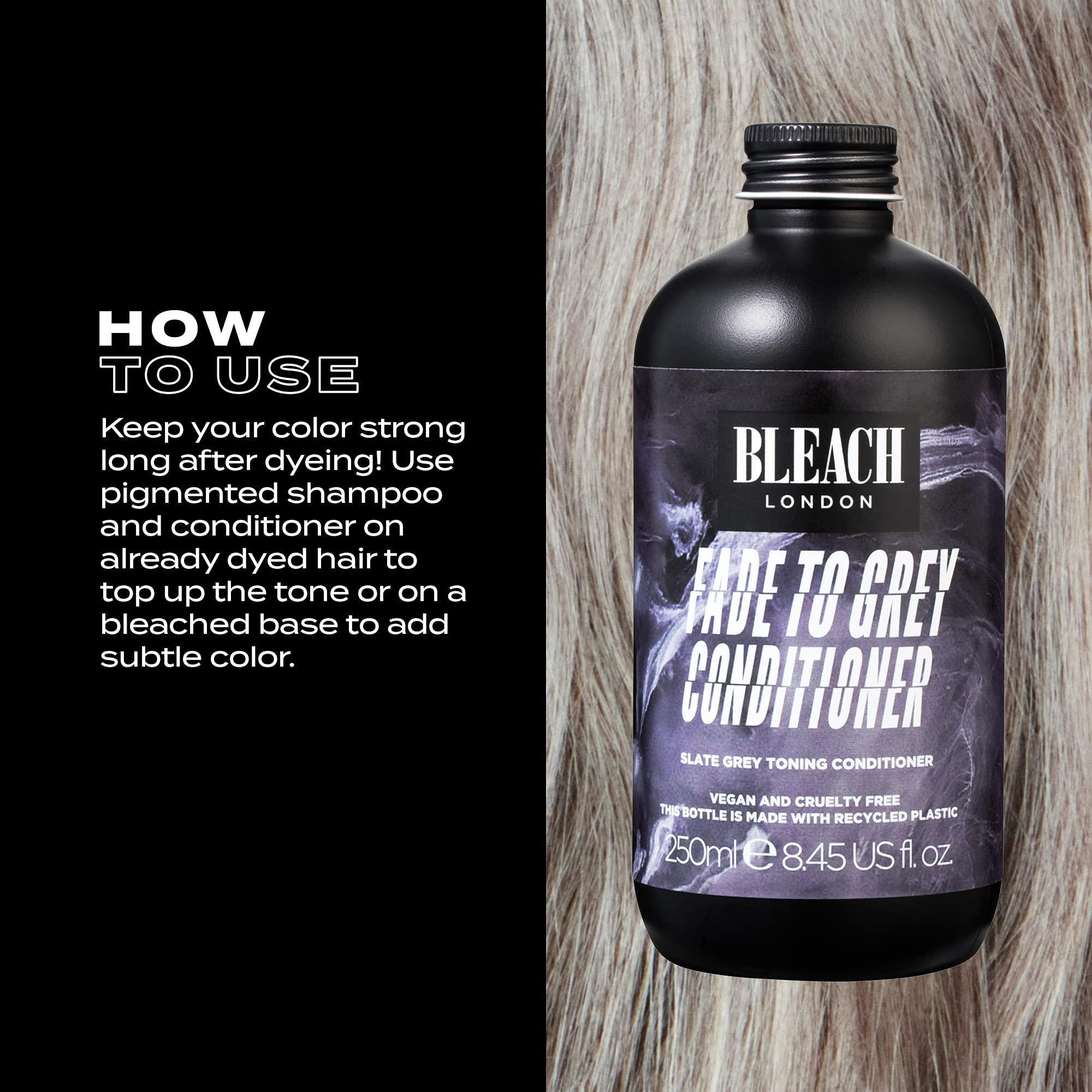 Bleach London BLEACH LONDON Fade To Grey Conditioner - Slate Grey Rinse, Color Toning and Preserving, Vegan, Cruelty Free, Daily Hair Nourishment, Color Depositing Formula, 8.45 fl oz