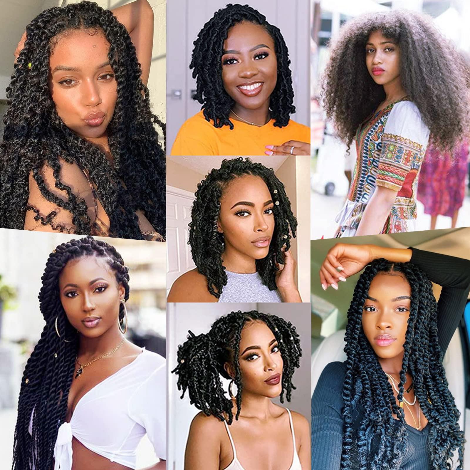 IXIMII IXIMII 6 Packs #1B Springy Afro Twist Hair 12 Inch Pre-Separated Marely Twist Braiding Hair Soft Natural Black Crochet Spring Twist Synthetic Hair Extensions for Women