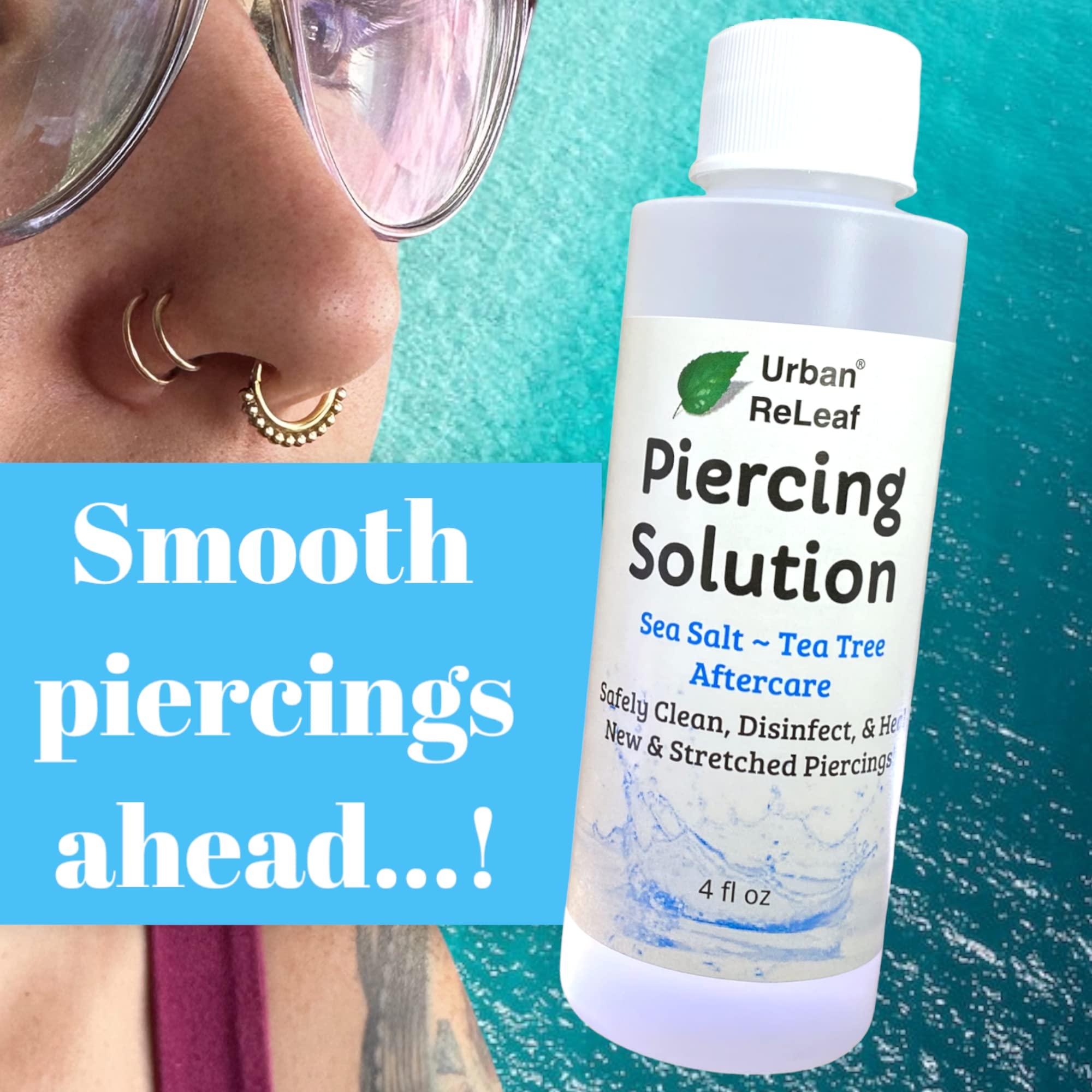 Urban ReLeaf Urban ReLeaf Piercing Solution ! Soothing Sea Salts & Tea Tree AFTERCARE 4 oz, Ready to use. Safely Clean and Calm New & Stretched Piercings. Gentle Effective Natural & Proven. Works Fast