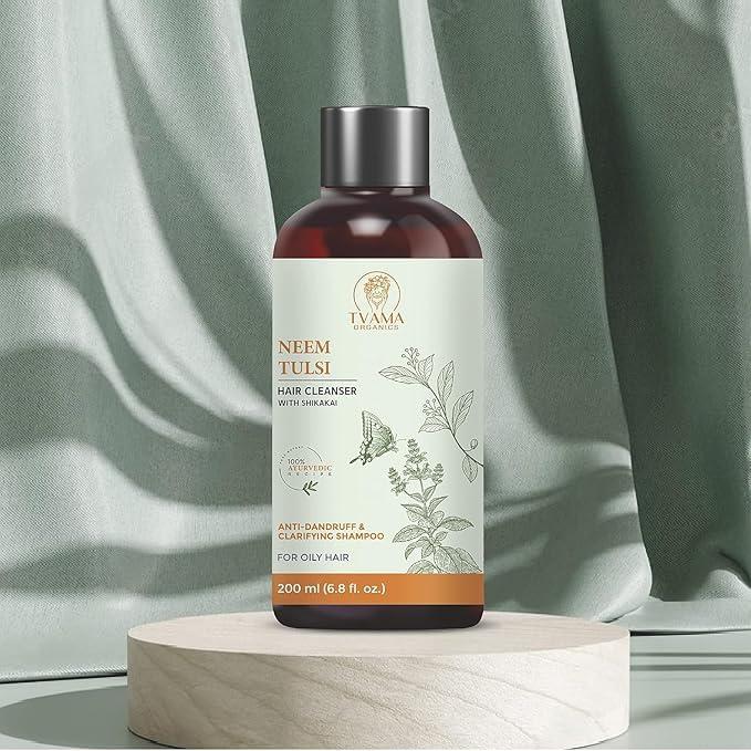 TIZER Neem Tulsi Shampoo 200ml | Methi Seeds | Oil Control Gentle Cleansing | For Oily Hair | Natural, Organic, Vegan