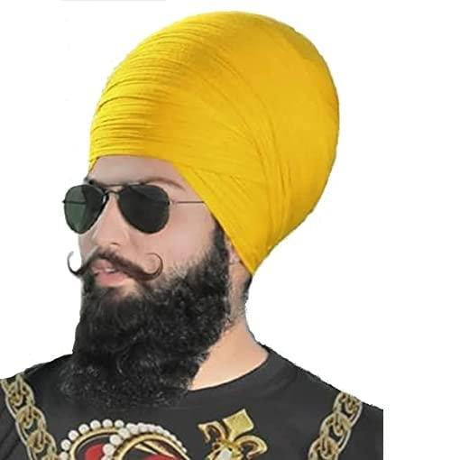 Desi Haat Desi Haat Sikh Dumalla 5 Meter Turban Warrior Style Turban Chand Tora Dumalla F74 Dumala, Yellow Color