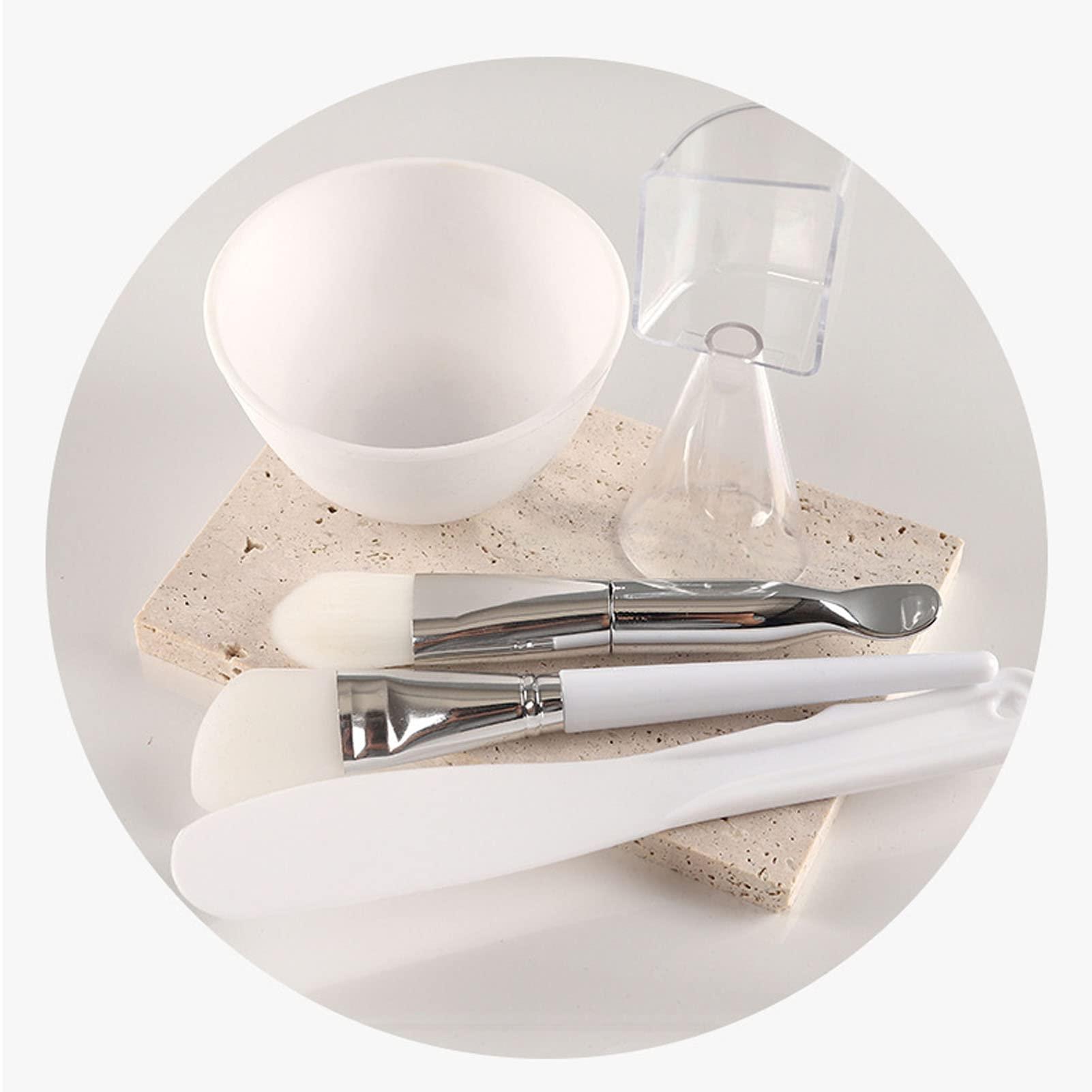 Pongnas Face Mask Mixing Bowl Set, DIY Facial Mask Tool Silicone Brush Soft Bristle Brush Mixing Bowl Mask Applicator Measuring Cup Set