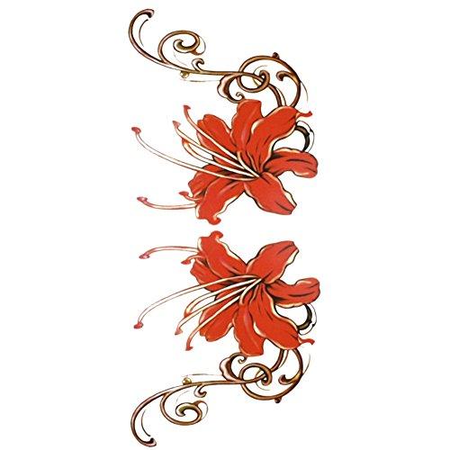 TAFLY TAFLY Non Toxic Fashionable and Red Flowers Realistic Temporary Tattoo Stickers for Women 5 Sheets