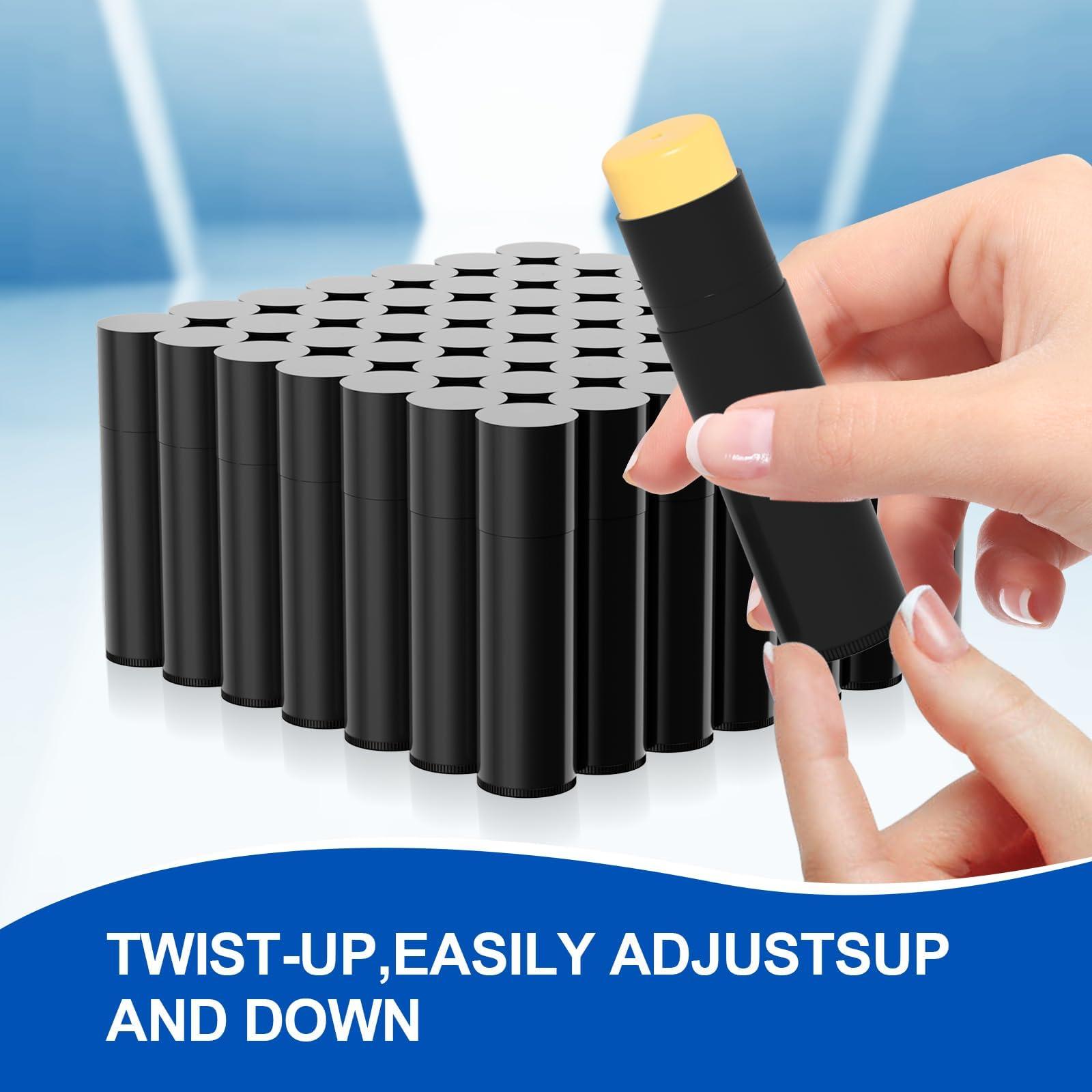 Youfuyi 100 black container round tube, empty of tube is BPA-free, professional filled tray scraper for DIY, homemade by, 0.15 oz (Black 100 lip balm tube empty tube)